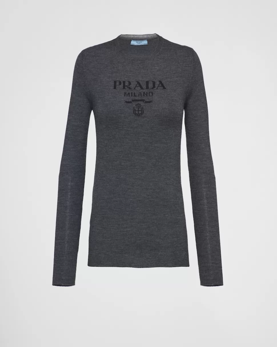 Prada Jersey De Cuello Redondo De Lana Superfina^Mujer TEJIDOS DE PUNTO