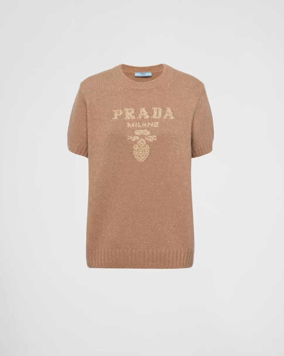 Prada Jersey De Lana, Cachemir Y Lamé Con Cuello Redondo^Mujer TEJIDOS DE PUNTO