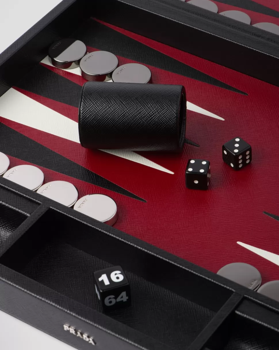 Prada Juego Backgammon De Piel Saffiano^Mujer/Hombre JUEGOS | JUEGOS Y ACCESORIOS PARA EL HOGAR