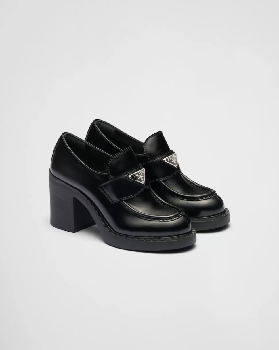 Prada Mocasines Chocolate De Piel Cepillada^Mujer MOCASINES