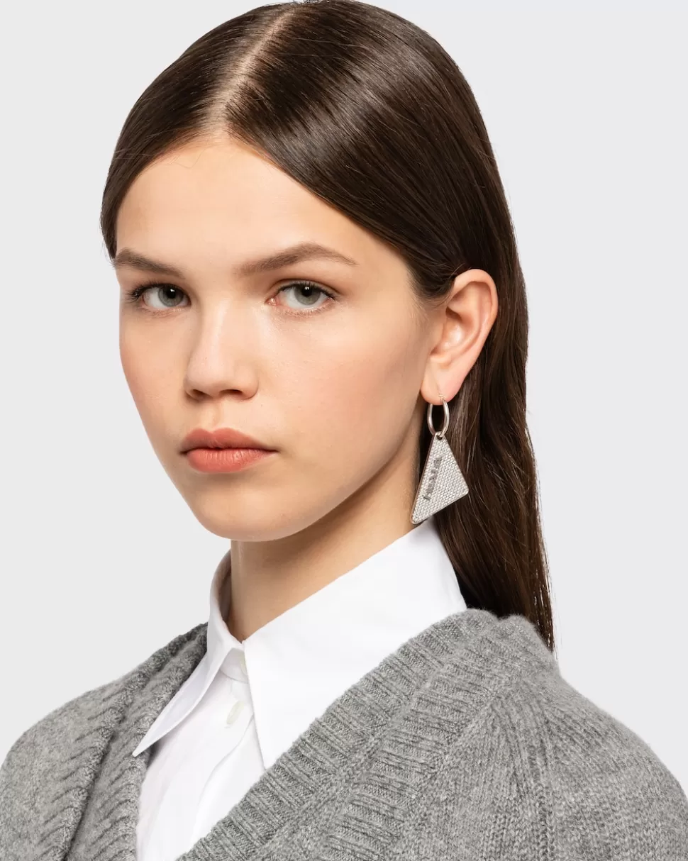 Prada Pendiente Con Joyas Y Logo En Cristal^Mujer JOYAS DE PLATA