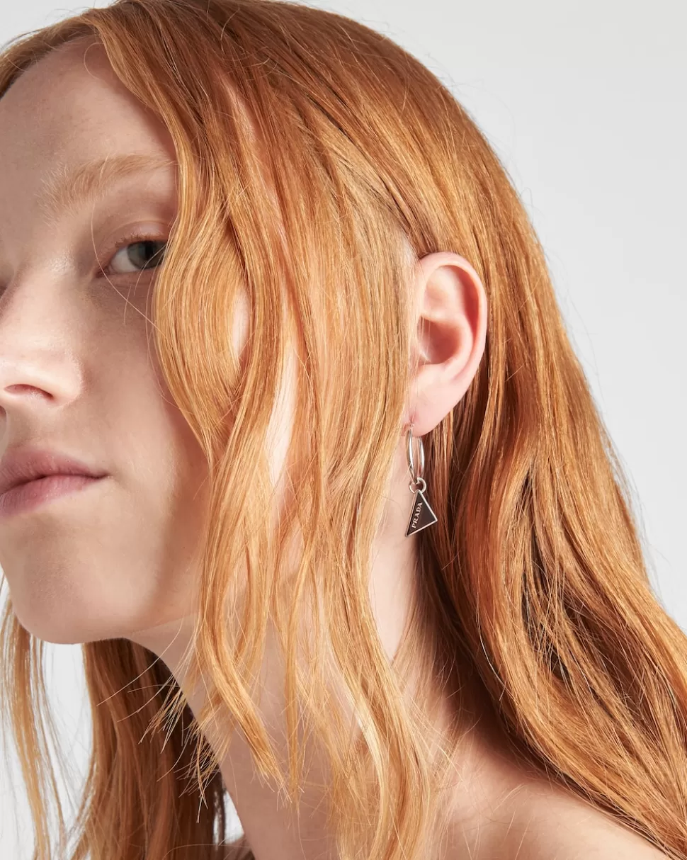 Prada Pendientes Con Colgante Symbole^Mujer JOYAS DE PLATA