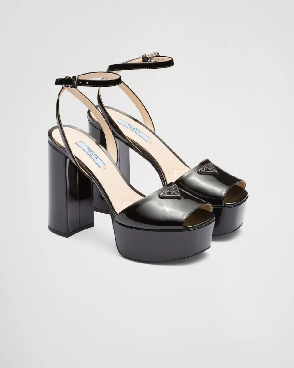 Prada Sandalias De Charol Con Plataforma^Mujer SANDALIAS