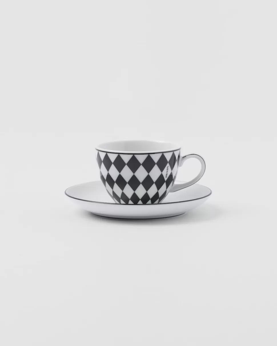 Prada Set De Cuatro Tazas De Café De Porcelana - Checkerboard^ TÉ Y CAFÉ