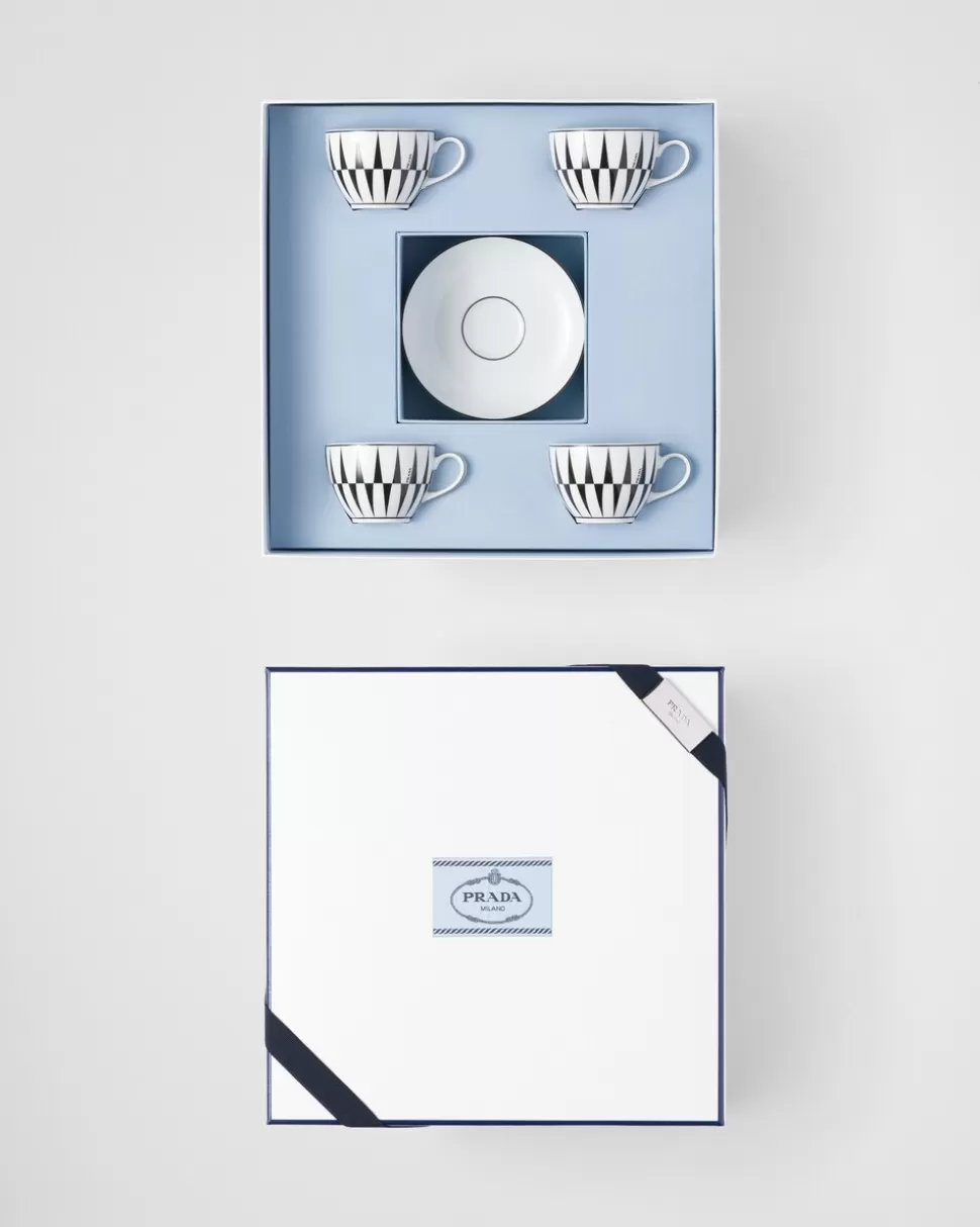 Prada Set De Cuatro Tazas De Café De Porcelana - Stripes^ TÉ Y CAFÉ