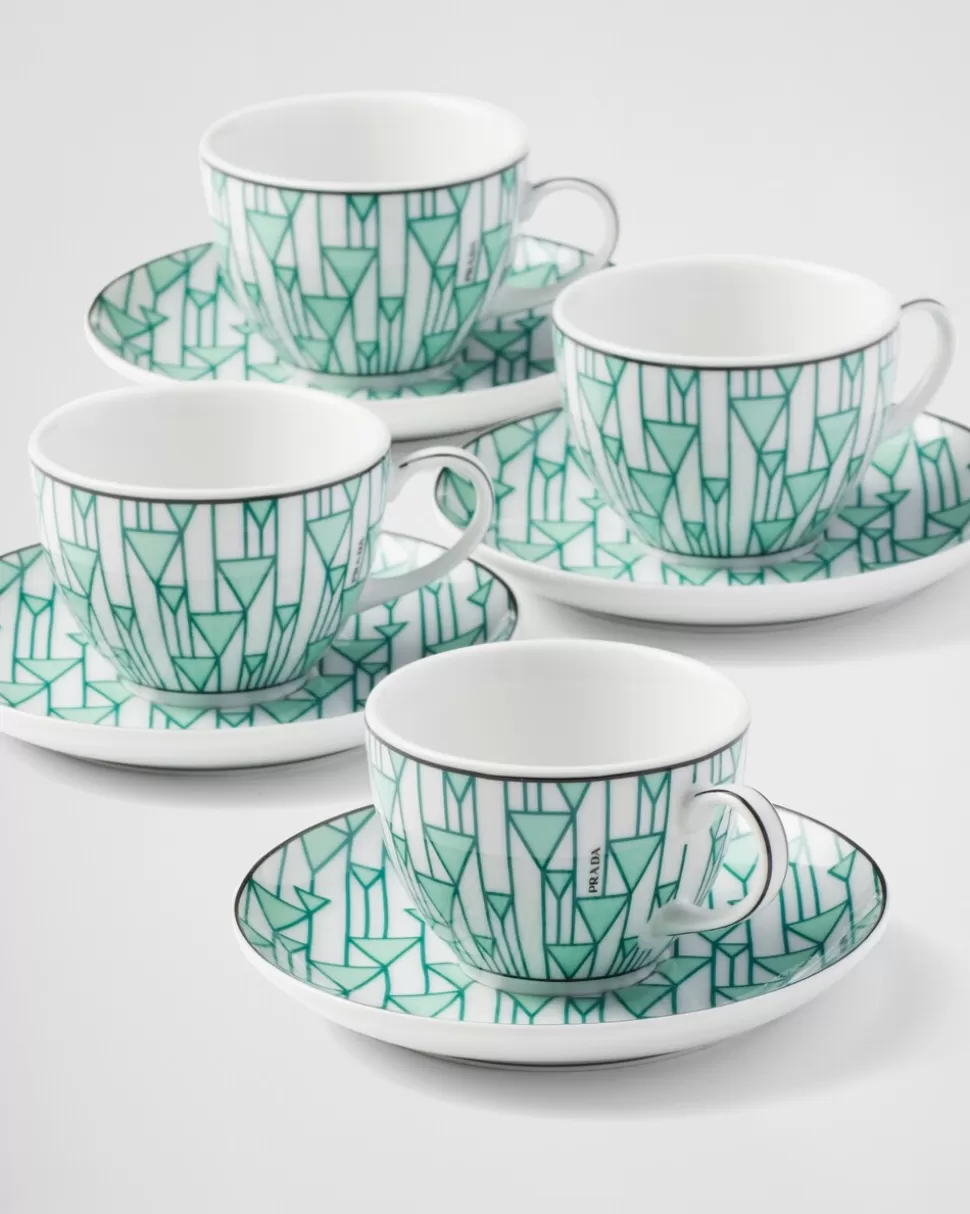 Prada Set De Cuatro Tazas De Café De Porcelana - Vienna Green^ TÉ Y CAFÉ