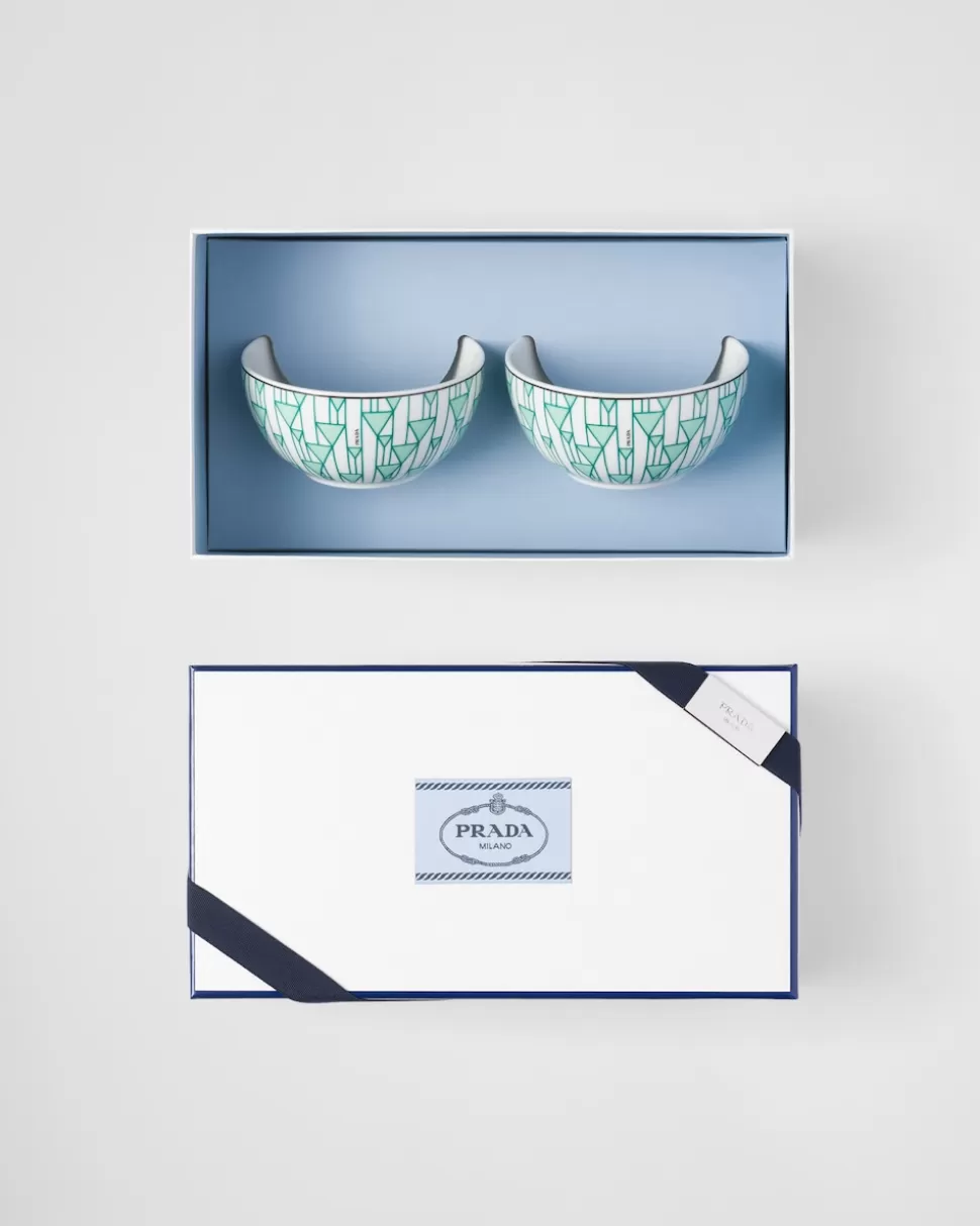 Prada Set De Dos Cuencos De Arroz O Cereales De Porcelana - Vienna Green^ PLATOS Y BOLES