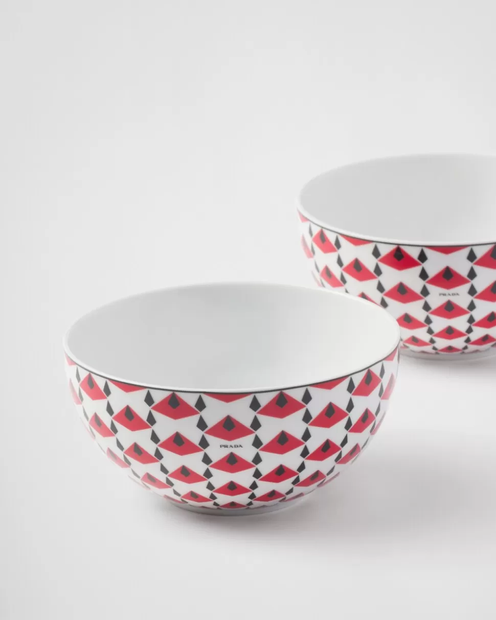 Prada Set De Dos Cuencos De Sopa De Porcelana - Vienna Red^ PLATOS Y BOLES