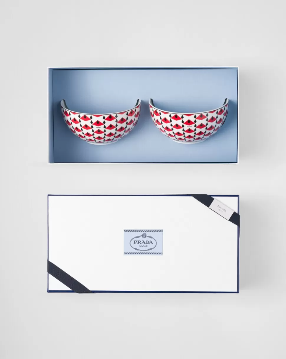 Prada Set De Dos Cuencos De Sopa De Porcelana - Vienna Red^ PLATOS Y BOLES