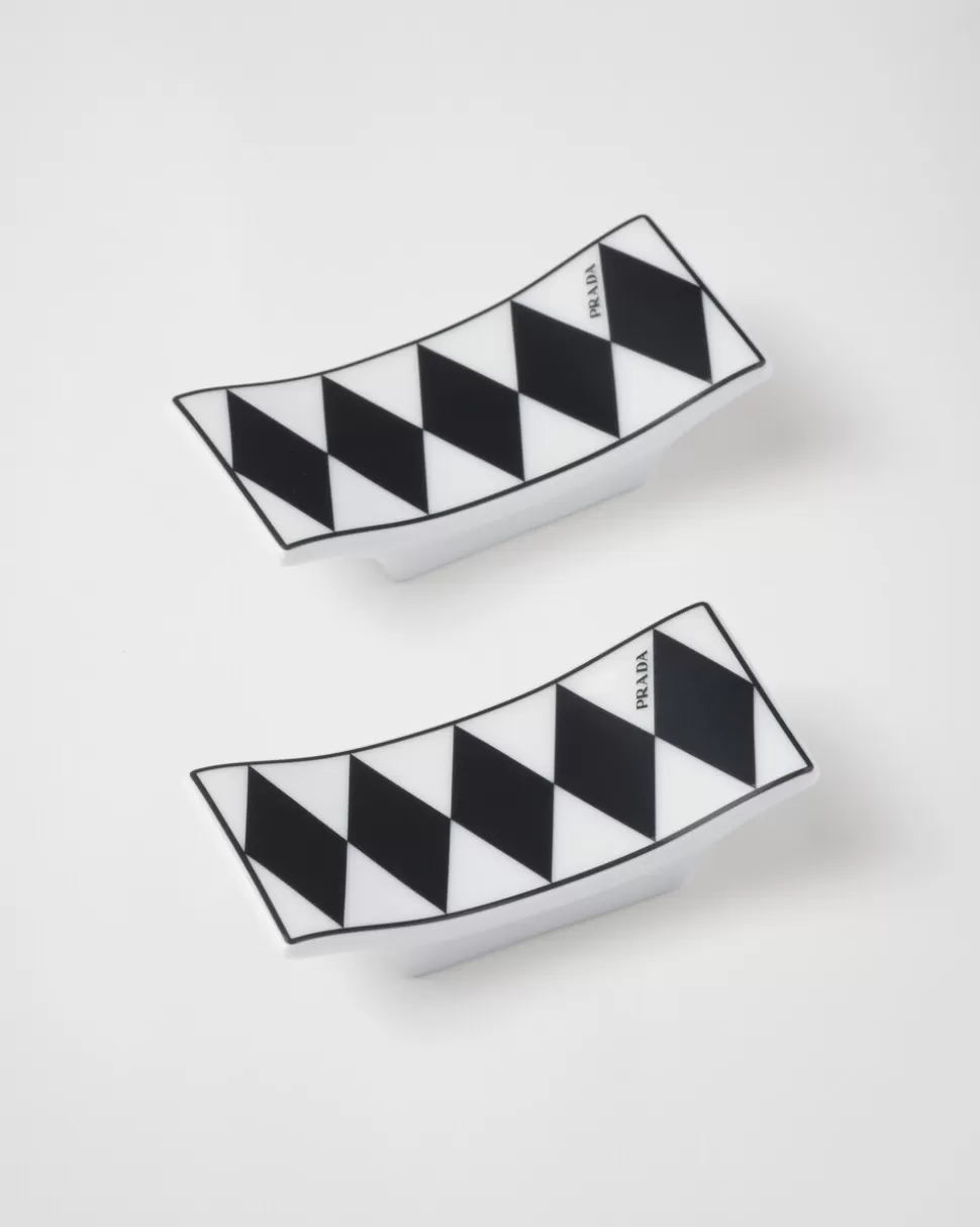 Prada Set De Dos Soportes Para Palillos De Porcelana - Checkerboard^ BANDEJAS Y ACCESORIOS DE MESA