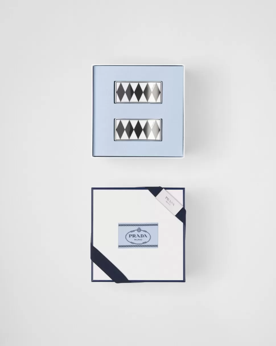 Prada Set De Dos Soportes Para Palillos De Porcelana - Checkerboard^ BANDEJAS Y ACCESORIOS DE MESA