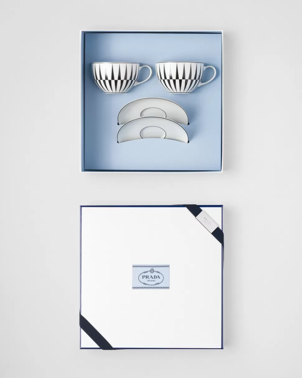 Prada Set De Dos Tazas De Capuchino De Porcelana - Stripes^ TÉ Y CAFÉ