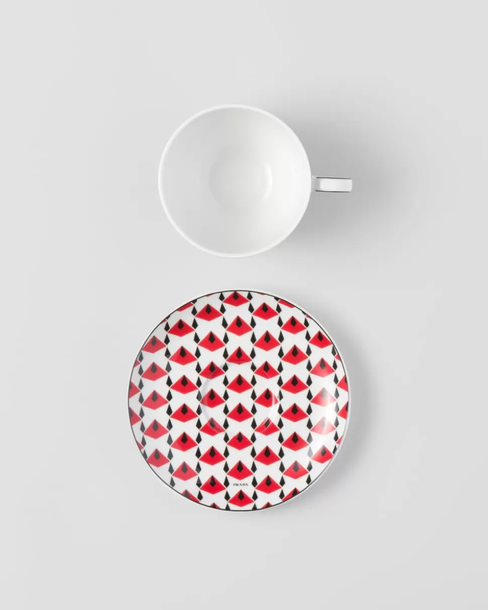 Prada Set De Dos Tazas De Capuchino De Porcelana - Vienna Red^ TÉ Y CAFÉ