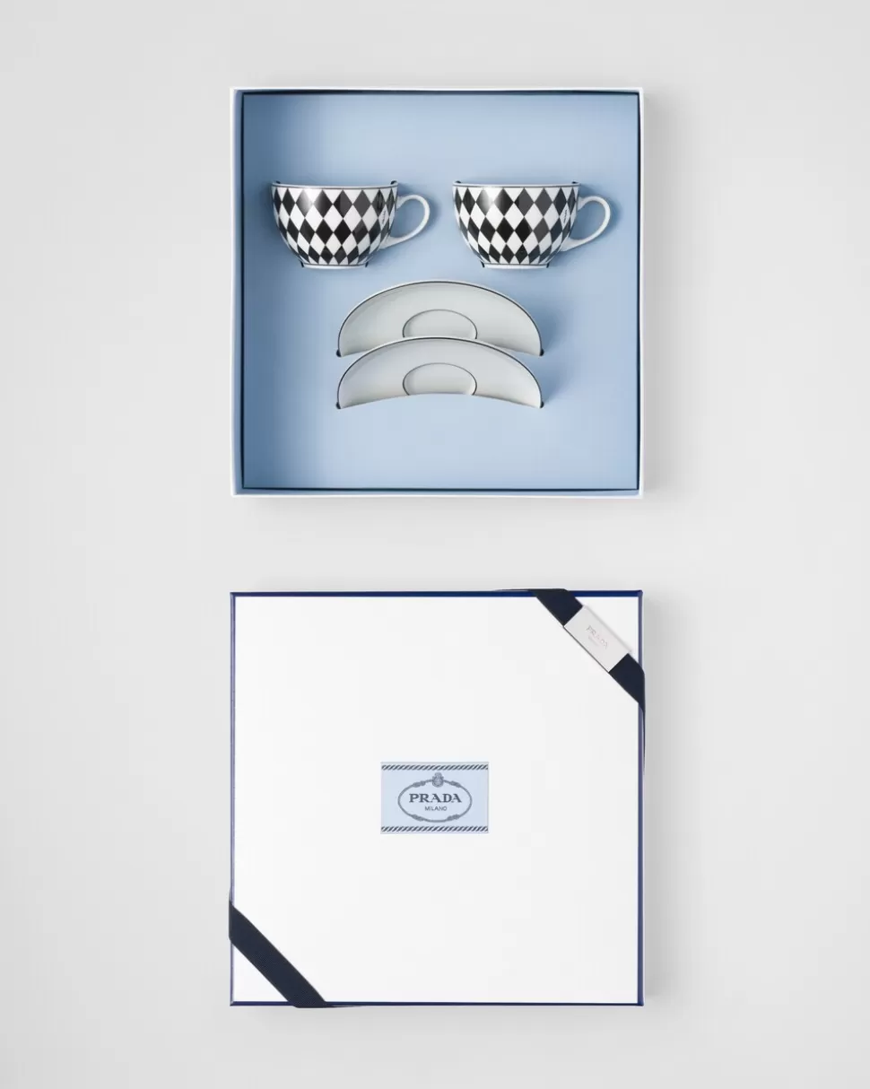 Prada Set De Dos Tazas De Té De Porcelana - Checkerboard^ TÉ Y CAFÉ
