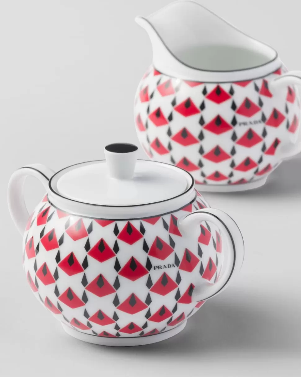 Prada Set De Jarrita Y Azucarero De Porcelana - Vienna Red^ TÉ Y CAFÉ