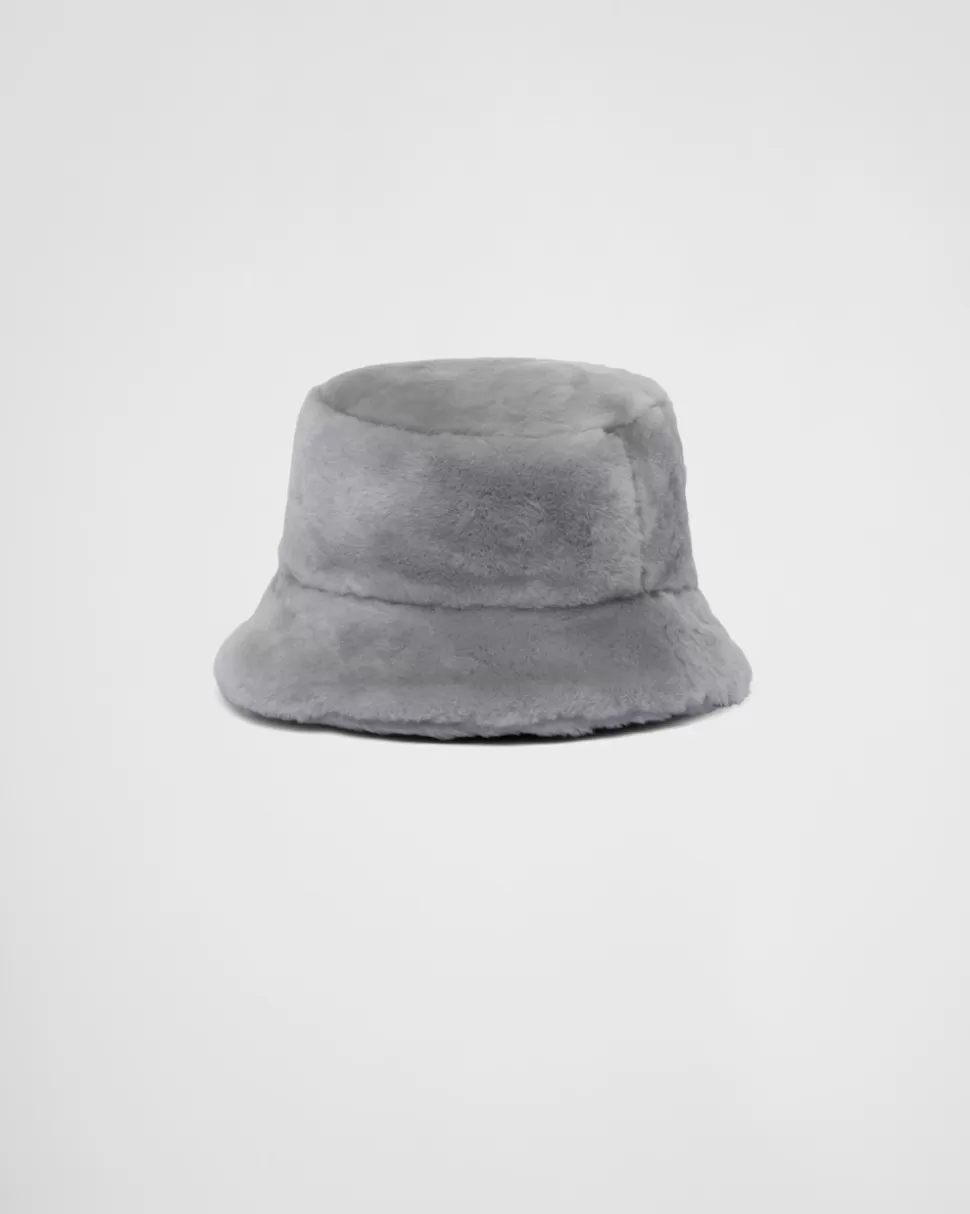 Prada Sombrero Tipo Pescador De Piel Vuelta^Mujer SOMBREROS Y GUANTES