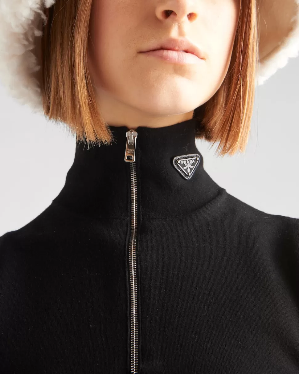 Prada Top Corto De Cuello Alto En Lana Y Viscosa^Mujer CAMISAS Y TOPS | TEJIDOS DE PUNTO