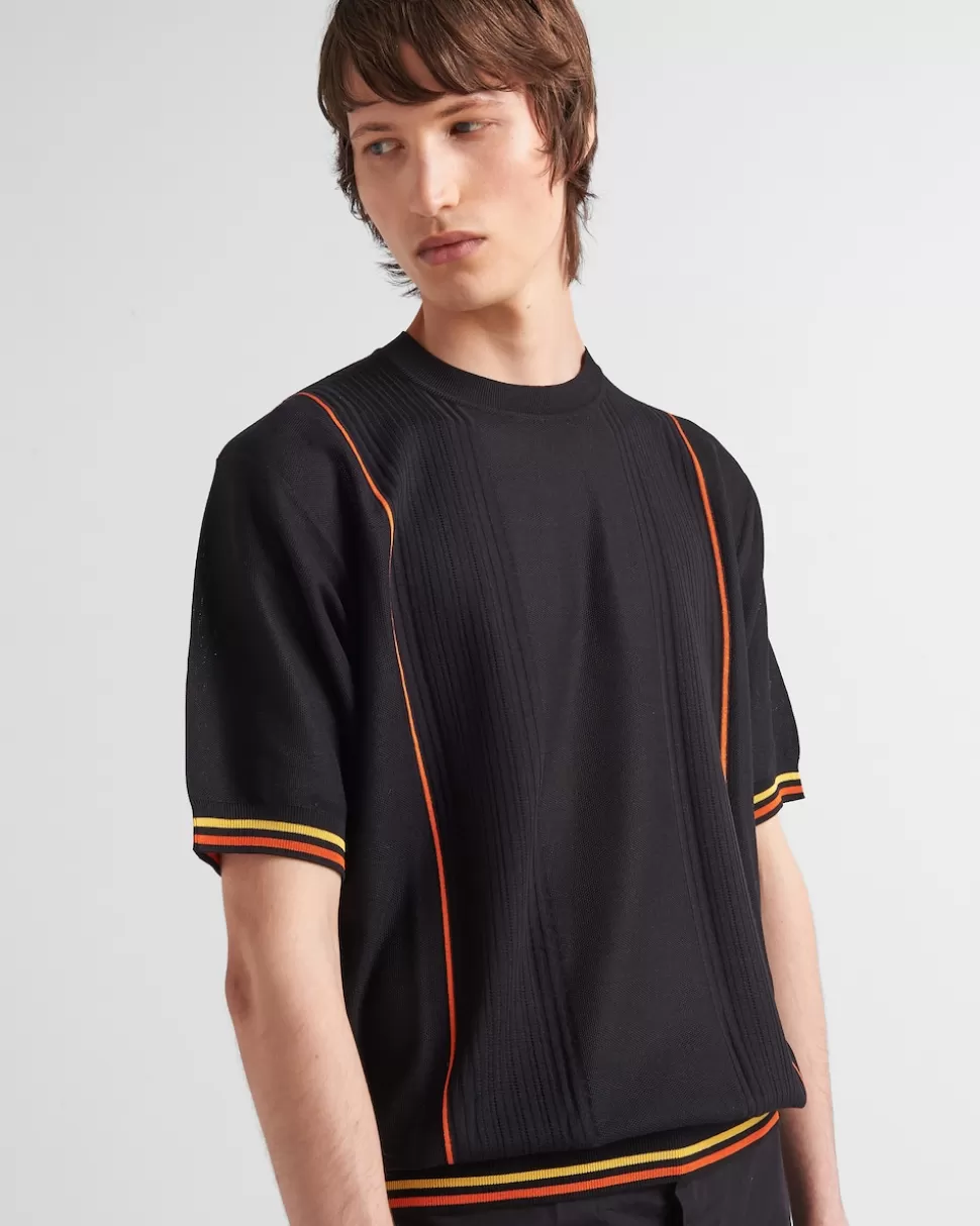 Prada Top De Seda Y Algodón De Manga Corta^Hombre TEJIDOS DE PUNTO
