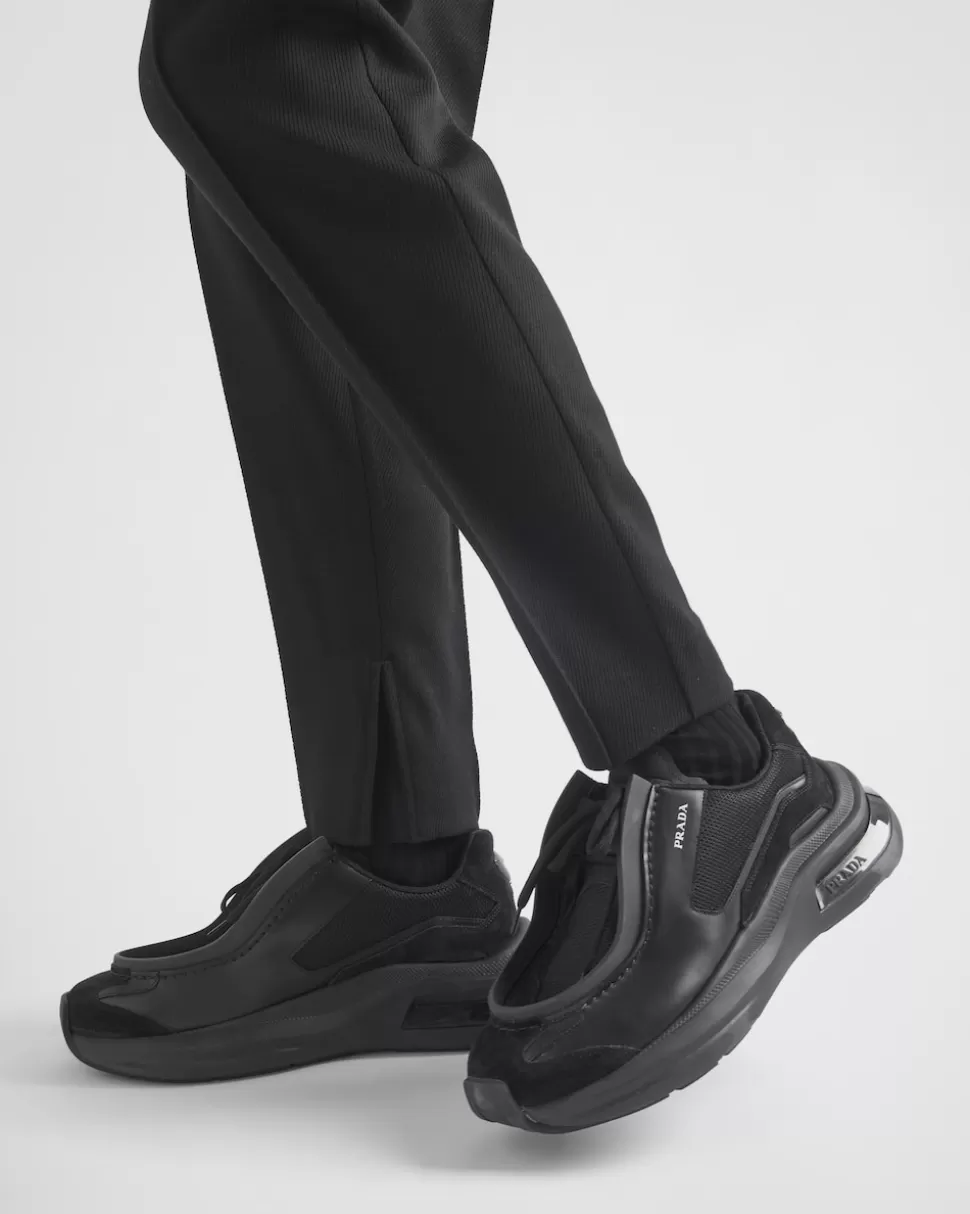 Prada Zapatillas Deportivas Systeme De Piel Cepillada Con Tejido Técnico Y Elementos De Ante^Hombre ZAPATILLAS DEPORTIVAS