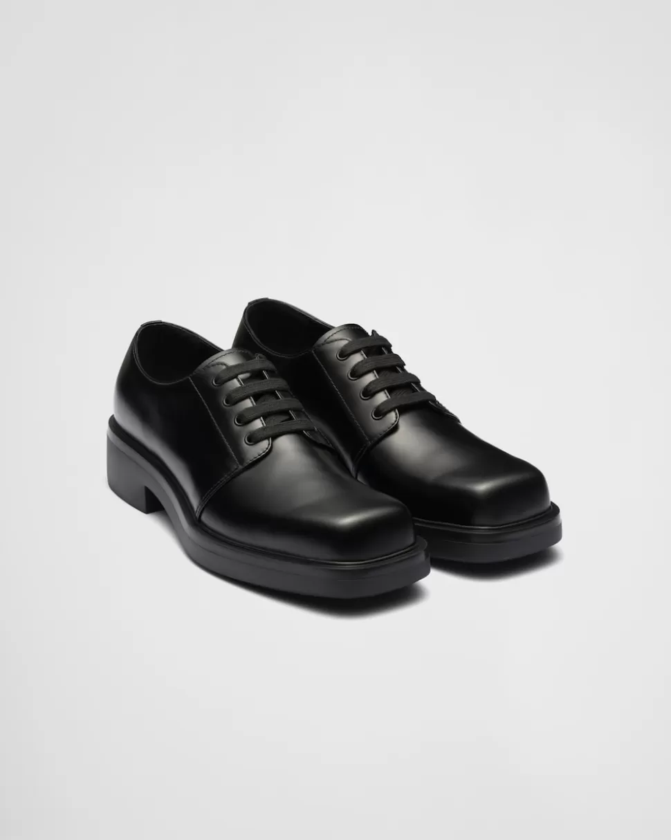 Prada Zapatos Derby De Piel Cepillada^Hombre ZAPATOS CON CORDONES