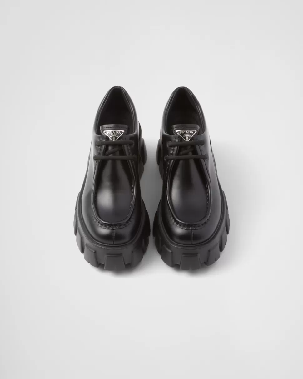 Prada Zapatos Monolith De Piel Cepillada Y Cordones^Mujer ZAPATOS CON CORDONES
