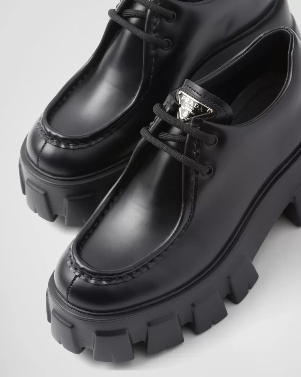 Prada Zapatos Monolith De Piel Cepillada Y Cordones^Mujer ZAPATOS CON CORDONES