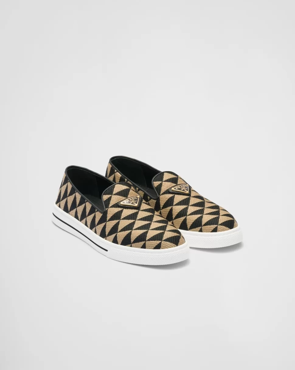 Prada Zapatos Sin Cordones De Tejido Bordado^Mujer ZAPATILLAS DEPORTIVAS